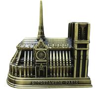 UKCOCO Maquette de Bâtiment Célèbre Notre-Dame en Métal, Décoration Vintage Bureau, Ornement Rétro pour Maison, Hôtel, Restaurant - Accessoire de Collection Élégant et Solide