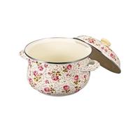 UKCOCO Marmite à Fond Plat Émaillée 18 Cm, Casserole Épaisse Multifonctionnelle pour Maison, Marmite à Ragoût et Soupe, Pot Pratique en Émail Double Anse, Cuisson Solide et Facile