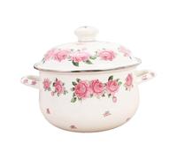 UKCOCO Marmite à Ragoût 20 Cm Pot Cuisine Émaillé Rose Double Anse Cuisson Maison Pratique pour Soupe 2,3 L Ustensile Ménager Polyvalent