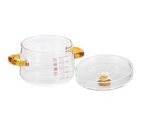 UKCOCO Marmite Résistante à Haute Température 150ml en Verre Borosilicate avec Double Poignée et Couvercle pour Cuire la Vapeur et Observer Aliments Facilement