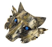 UKCOCO Masque de Loup Adulte PVC Doré Épais pour Halloween Cosplay Carnaval Mascarade Masque Lourd et Confortable pour Déguisement et Fête