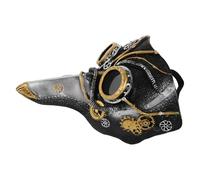 UKCOCO Masque de Médecin Peste Steampunk à Bec Argenté et Noir, Demi-masque Réglable en Matériaux Résistants pour Cosplay Halloween et Costumes de Fête Adulte, Accessoire Historique