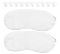 UKCOCO Masque de Sommeil Jetable Blanc en Polyester Soie Synthétique Léger, Lot de 12 Pièces, Cache-yeux Respirant pour Voyage, Maison, Bureau et Détente