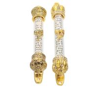 UKCOCO Mezouza de Porte Juive en Métal Or avec Parchemin Sacré, 2pcs, Bénédiction et Protection, Décoration Vintage pour Maison et Espaces à Thème Jérusalem