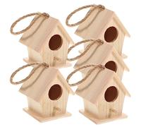 UKCOCO Mini Pendentif Nid D'oiseau Artificiel en Bois, Lot De 5, Décoration De Nichoir pour Jardin, Ornements Suspendus, Accessoire Décoratif pour Extérieur Et Fête