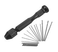 UKCOCO Mini Perceuse Manuelle Noire 20 Forets en Métal Solide, Kit Compact pour Loisirs Créatifs, Perçage Précis de Bijoux et Petits Travaux de Modélisme