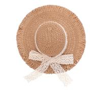 UKCOCO Mini Straw Hat Craft Accessory Miniature Doll Cap with Lace Strap for DIY Doll Decoration and Party Use