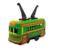 UKCOCO Mini Tramway Vintage en Fer à Remontoir Vert Éducatif Mécanique Compact pour Garçon et Filles Pratique et Portable Favorisant Créativité et Imagination Décoration Nostalgique