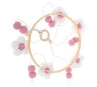 UKCOCO Mobile Lit Bois Décoratif avec Fleurs Pompons et Cloche Éolienne pour Chambre Garçon Fille Accessoire Suspendu Apaisant pour Chambre Bébé et Boutique Garçon Fille Cloche et