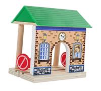UKCOCO Modèle de Gare Bois pour Train Accessoire de Station Miniature pour Garçon Fille Décoration de Scène Ferroviaire Ludique et Éducative