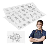 UKCOCO Modèles de Broderie Hydrosolubles en Tissu Non Tissé 15x21 Cm, 2 Feuilles de Papier Transfert Autocollant pour Broderie, Motifs Variés pour Couture, Décoration et Réparation