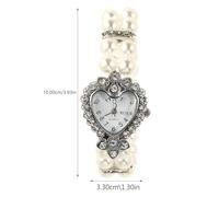 UKCOCO Montre à Quartz pour Femme Bracelet Double Élastique Perles Imitation Cadran Orné De Cristaux Style Décontracté pour Usage Quotidien Présent pour Fille Et Femme Léger