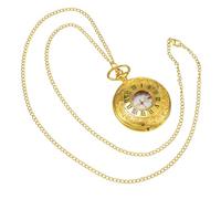 UKCOCO Montre De Poche Vintage Unisexe en Alliage Doré Fonction Mécanique pour Homme Et Femme avec Étui Noir Compact Usage Quotidien Style Romain