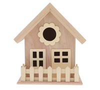 UKCOCO Nichoir Oiseaux Bois à Peindre DIY Maison à Double Fenêtres Large Entrée pour Petits Oiseaux Cabane Naturelle pour Jardin Extérieur