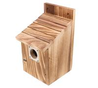 UKCOCO Nichoir Suspendu en Bois pour Hirondelle avec Garde Métallique | Protection la Pluie, Ventilation Soignée, Toit Incliné, Loquet Latéral, pour Poteaux et Clôtures
