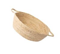 UKCOCO Nid pour Chat en Rotin Tressé Naturel, Taille Moyenne pour Animaux Jusqu’à 8 Kg, Coussin D’été Confortable et Semi-fermé, Lit D’intérieur Frais et Respirant Adapté aux Petits