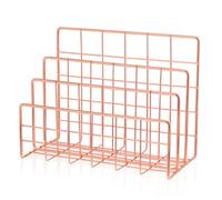 UKCOCO Organisateur de Bureau Métal Compartiments Mail Rack et Porte-Revue Rose Doré Petit Modèle pour Stockage Lettres et Présentoir Magazines