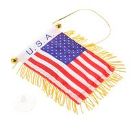 UKCOCO Ornement Suspendu Drapeau Voiture Pompons, Double Face, Mini Taille, Tissu Solide, Décoration Rétroviseur, Accessoires Intérieur Voiture, Présent Automobile, Style Patriotique Usa