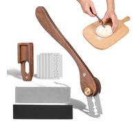UKCOCO Outil de Coupe en Acier Inoxydable avec Manche en Bois, Couteau Scarification du Levain, pour Usage la Maison Boulangerie