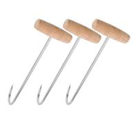 UKCOCO Outil de Levage de Chaussures Chausse-pied Confortable et Robuste en Acier Inoxydable Poignée en Bois, 3 Pièces pour Bottes