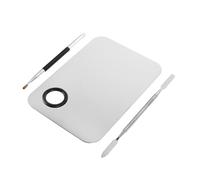 UKCOCO Palette de Maquillage Inox avec Spatule Ergonomique et Pinceau Double Embout Palette à Fond de Teint Résistante Aux Rayures pour Artistes et de Beauté Set Compact