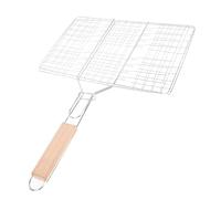 UKCOCO Panier à Griller Barbecue en Fer Grand Format 45x31x19 Cm pour Poisson et Hamburgers, Poignée Longue, Camping et Pique-niques, Panier à Viande et Légumes Robuste Couleur Aléatoire