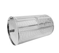 UKCOCO Panier à Tambour Rotatif en Acier Inoxydable 180x300 Mm pour Four Électrique, Cuisson Uniforme De Noix Et Légumes, Panier à Griller Polyvalent pour Barbecue Et Torréfaction