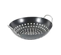 UKCOCO Panier De Légumes Professionnel Wok à Griller pour Barbecue Extérieur Antiadhésif Grand Format Poignée Double Accessoire Multifonction Pratique