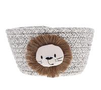 UKCOCO Panier de Rangement Tissé Coton avec Motif Lion Panier Organisation Polyvalent pour Jouets Clés et Articles Ménagers Petit Modèle Décoratif pour Entrée et Bureau