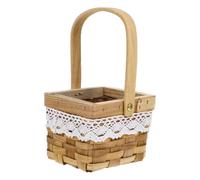 UKCOCO Panier Tressé à Main Créatif en Bambou, Décoratif et Stable | Style Chic, Tissage Manuel, Format Carré, Usage Intérieur Bureau, Teinte Kaki