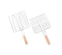 UKCOCO Paniers à Grillades pour Poissons Grillés Accessoires de Barbecue Lot de 2 pour Camping Poignée Anti-Brûlure
