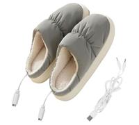 UKCOCO Pantoufles Chauffants Électriques USB D’Intérieur en Peluche Grise Pantoufles Chauffantes pour Hiver Chauffe-Pieds Confortables Unisexes pour Bureau et Maison 1 Paire