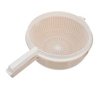 UKCOCO Passoire à Légumes à Poignée Double Couche, Panier D'égouttage Amovible en Plastique Beige, Bol Passoire Cuisine pour Fruits et Légumes, Panier à Riz, Séchage et Réutilisable