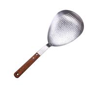 UKCOCO Passoire Inoxydable à Fentes avec Manche Long Bois pour Filtrer Huile et Servir Aliments Frits Cuillère Écumoire Multifonction Résistante Chaleur et Facile à Nettoyer