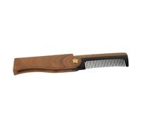UKCOCO Peigne à Barbe Pliable en Corne de Bœuf et Bois Vert, Petit Peigne à Moustache Portable, Compact 10,5x3,2 Cm, pour Hommes Voyageurs