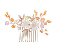 UKCOCO Peigne à Cheveux Mariage Fleuri Fait Main, Accessoire Coiffure Mariée Léger en Métal Doré, Pince Latérale Décorative pour Discipliner Mèches Rebelles, Cérémonie et Demoiselles