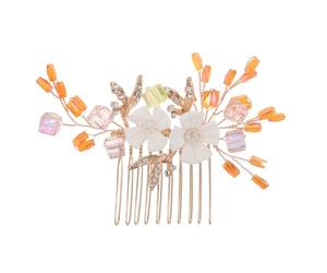 UKCOCO Peigne à Cheveux Mariage Fleuri Fait Main, Accessoire Coiffure Mariée Léger en Métal Doré, Pince Latérale Décorative pour Discipliner Mèches Rebelles, Cérémonie et Demoiselles