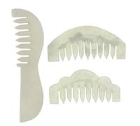 UKCOCO Peigne En Jade Naturel De Massage 3 Pièces, Formes Rectangulaire, Bordure Et Demi-lune, Pour Femme, Soin Capillaire Et