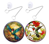 UKCOCO Pendentif Décoratif Oiseau-mouche en Acrylique Coloré pour Fenêtre, Décoration Suspendue Maison et Jardin, Lot 2 Pièces S, Ornement Mural Lumineux, Capteur de Soleil Extérieur