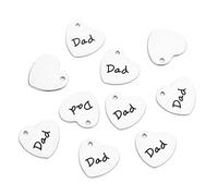 UKCOCO Pendentif Inoxydable Cœur Dad pour Création Bijoux 10 Pièces | Acier Inoxydable Argenté, Anti-rouille, Décoration Diy, Usage sur Vêtements, Lot de Dix