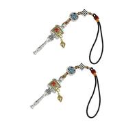 UKCOCO Pendentif Moulin à Prières Bouddhiste Om Padme Hum En Métal Symbole Vajra, Lot De 2 Porte-clés Amulettes Feng Shui Unisexes Pour Voiture Et Contemplation Spirituelle