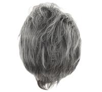 UKCOCO Perruque Courte Grise Mode Femme Wig Synthétique Fluffy Coiffure Facile pour Cosplay Fête et Halloween Style Mamie