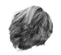 UKCOCO Perruque Grise Courte Synthétique pour Costume Accessoire Cosplay Vieil Homme pour Fêtes Halloween et Spectacles Cheveux Naturels Résistants Chaleur Style Drôle et Réaliste