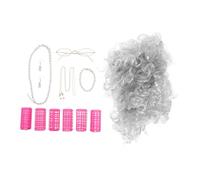 UKCOCO Perruque Vieille Dame Grise Avec Bigoudis Déguisement Pour Femme Incluant Lunettes Et Chaîne Pour Théâtre Et Fêtes à Thème