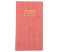 UKCOCO Petit Agenda 2026 A6 Format Poche, Planificateur Anglais Quotidien avec Papier Épais, Couverture Simili Cuir Rose, 12 Mois de Janvier à Décembre, Carnet Portable pour Bureau,