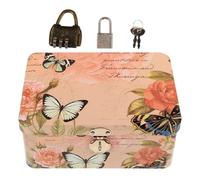 UKCOCO Petite Boîte De Rangement En Fer Rectangulaire Avec Serrure à Code, Boîte à Cosmétiques Et Accessoires De Bureau Pour Utilisation Bureau Et Maison