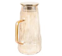 UKCOCO Pichet à Eau en Verre Épais 15 L Infuseur Intégré Couvercle Doré Résistant au Chaud Froid Pichet à Thé Glacé Multifonction pour Jus et Boissons Maison Compatible