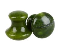 UKCOCO Pierre De Massage Visage Champignon 2 Pièces En Jade Vert, Masseur Facial Compact, Outil De Soin Peau Hydratant Et Apaisant, Adapté Aux Adultes Et Adolescents, Massage Traditionnel Chinois
