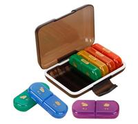 UKCOCO Pilulier Semaine 7 Jours Portable Noir, Organisateur Remède Multicolore, Étanche et Compact, Trousse de Voyage Pratique pour Pilules Matin et Soir, Rangement Quotidien Santé