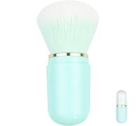 UKCOCO Pinceau à Blush Rétractable Portable en Fibres Synthétiques Douces, Taille Compacte, Couleur Bleu Clair, Outil de Maquillage pour Poudre et Fard à Joues, pour Voyage et Usage